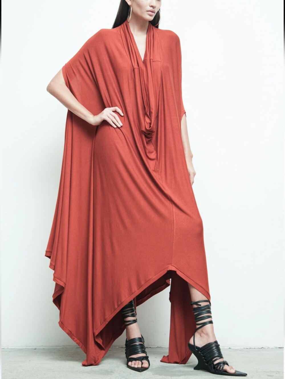 Nicholas K Serius Sleeveless Dress XS Asymmetrical Hem Olive Oversized Slip-on